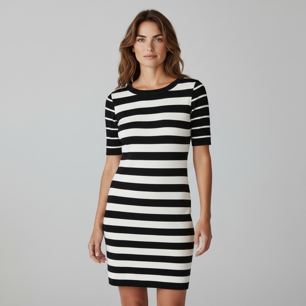 Karen Millen Black and White Striped Dress Size 3